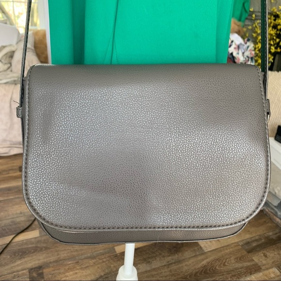 Crossbody Women’s Shoulder Purse Grey Faux Leather - Picture 1 of 15